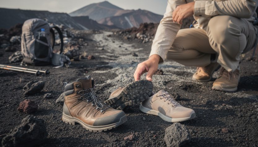 découvrez comment choisir des chaussures de randonnée adaptées aux terrains volcaniques : adhérence, protection, confort et résistance à la chaleur.
